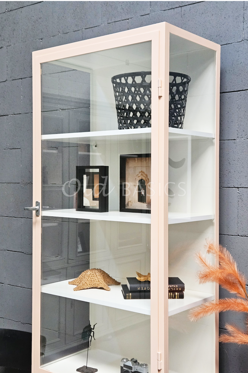 Detail van Apothekerskast Demi Powder Peach, 1 deuren, roze, zalm, terra, materiaal staal